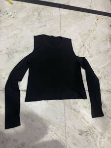 Black Cut-Out Shoulder Top