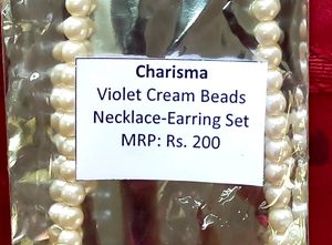 Violet Cream Beads Jewellery Set