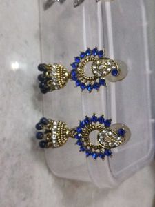 Blue Jhumka Earrings
