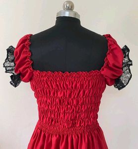 Pretty Red Milkmaid Princess Dress