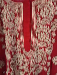 Red Chikenkari Kurta ❤
