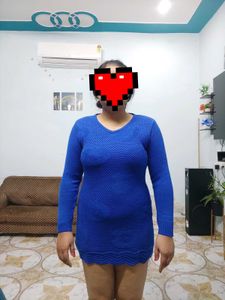 Blue Knit Sweater Dress