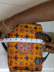 Mustard Kalamkari Printed Handbag