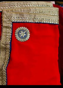 Red &amp; Gold Embellished Saree