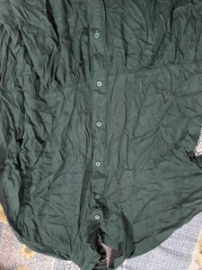 Green Button-Down Shirt Dress