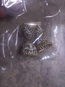 White Jhumka Earrings