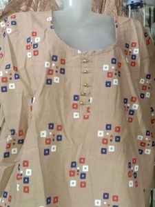 Beige Charm Printed Cotton Kurti ✨