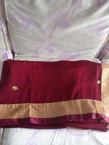 Elegant Maroon Saree with Gold Border