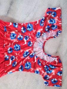 Red Floral Swimsuit Set