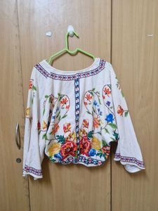 Floral Print Wrap Top