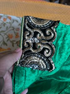 Parrot Green Blouse With Black Border