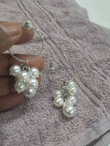 Pearl Drop Hoop Earrings