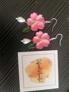 Floral Sakura Pearl Drop Earrings