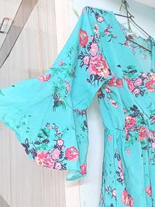 floral blue peplum top
