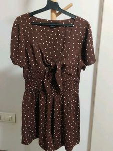 Polka Dot Tie-Front Romper/jumpsuit