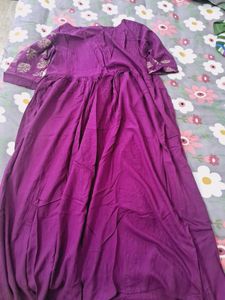 Purple &amp; Gold Print Kurti Dress