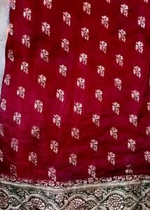 Vintage Original Banarasi Saare Fabric Silver Work
