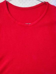 Red Ribbed Top