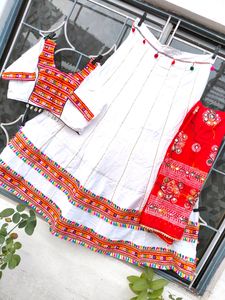 Garba Lehenga White