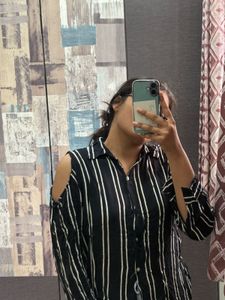 Striped Cold Shoulder Top