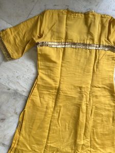 Beautiful Yellow Pearl Embroidered Ladies Kurta