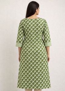 Green Floral Print Kurta