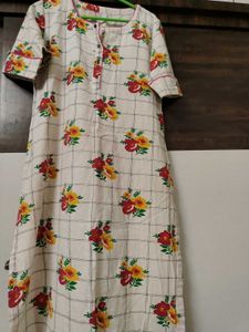 Off White Floral Kurti