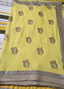 Beautiful Yellow Sari With Blouse