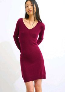 Burgundy Knit Sweater Dress