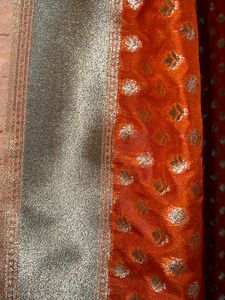 Pure Banarasi Orange &amp; Gold Dupatta