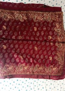 Elegant Maroon &amp; Gold Saree with blouse