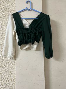 Two-Tone Twisted Crop Top