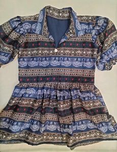 Blue Patterned peplum top