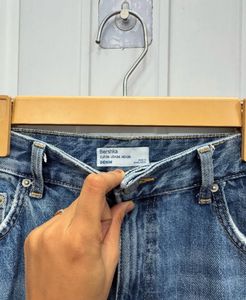 blue wide leg denim