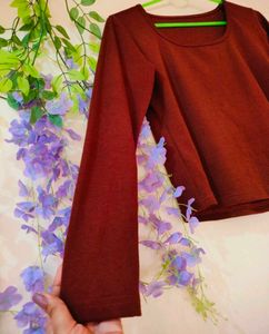 brown Long Sleeve Top