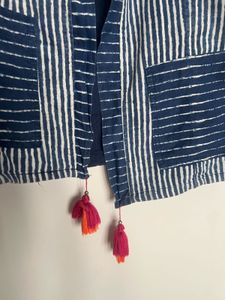 Indowestern Navy blue jacket With tassels XS