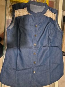 Denim Lace Top