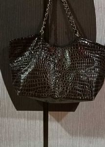 Faux Crocodile Chain Strap Tote