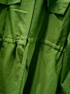 Dark Green Pocket Design Elastic Dress
