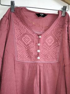 Embroidered Very Light Pink/brown Top