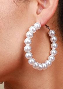 Silver-Plated Pearl Hoop Earrings