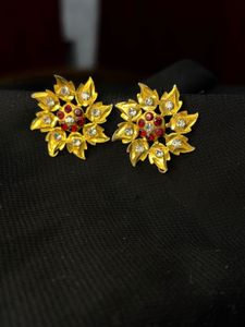 Earring COMBO✨Round Stud + Floral Design Hook