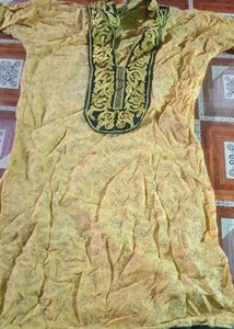 yellow pure cotton kurti