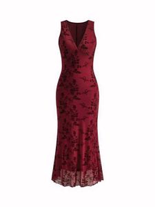 Burgundy Floral Midi Slip Dress