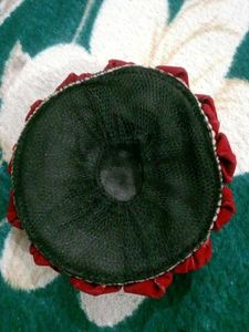 Premium Red Rose Pearl Juda Bun (Handmade)