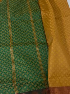 Green & Gold Dress Material
