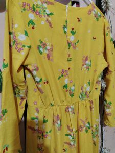 Floral Yellow Dress Side Cut..
