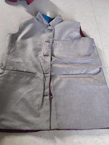 Maroon And Grey  Ethnic Jacket