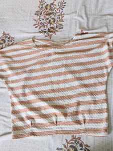 Striped Crop T-shirt(Brown&amp;White)
