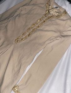 Beige Gotta Work Full Sleeve Anarkali Kurta